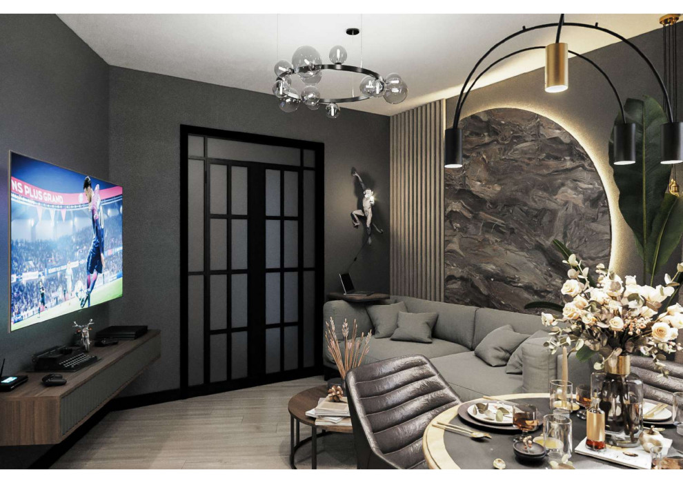 квартира в современном стиле в темных оттенках