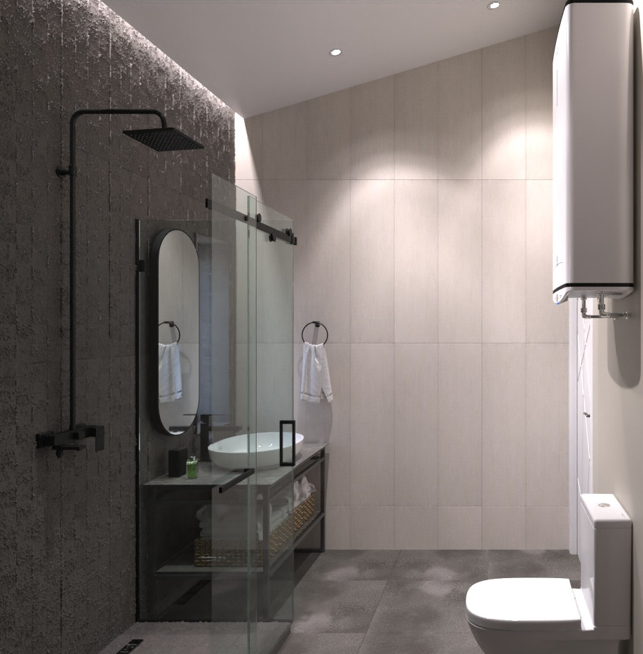 Визуализация санузла для проекта гостевого дома барнхауз