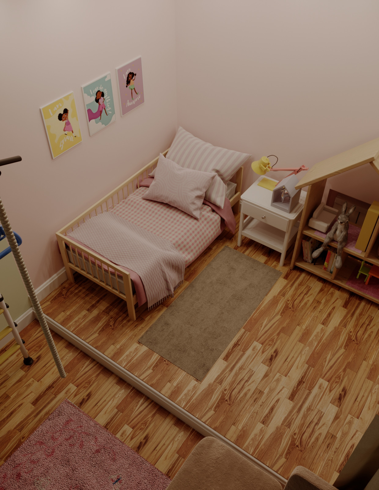 Редизайн.Детская комната 22.6 кв м.Переделка без замены потолочного и напольного