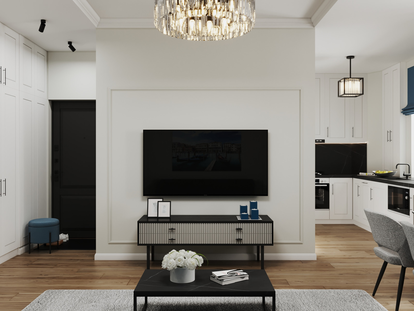 Дизайн интерьера трехкомнатной квартиры "Квартира в стиле современная классика"