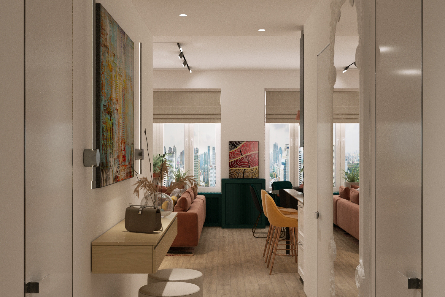 Прихожая ЖК Родной город проект "Солнечное конфетти"