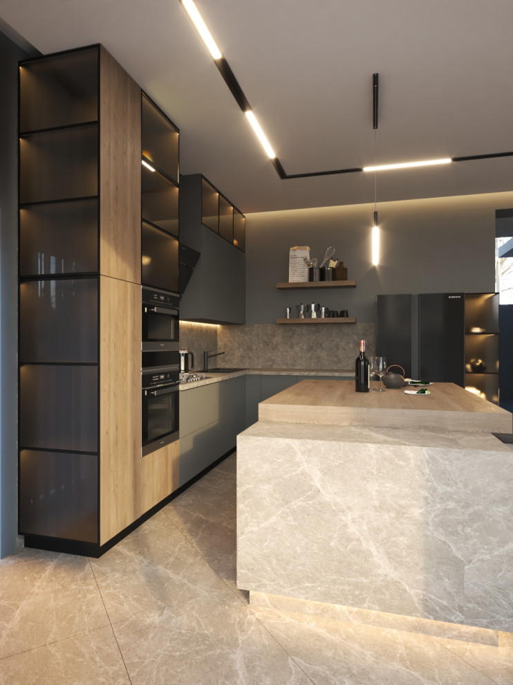 Дизайн кухни - гостиной в загородном доме