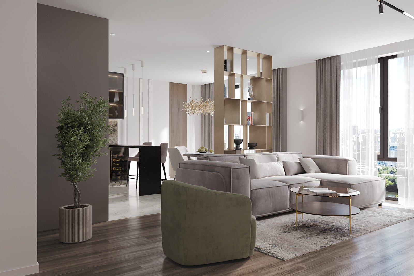 Проект гостиной в ЖК "Фили Сити"