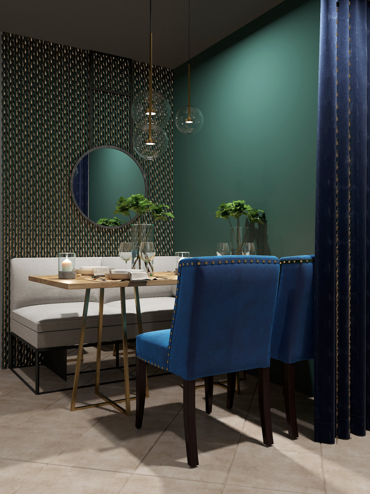 Интерьер ресторана «ИЗУМРУД, РУБИН И САПФИР»