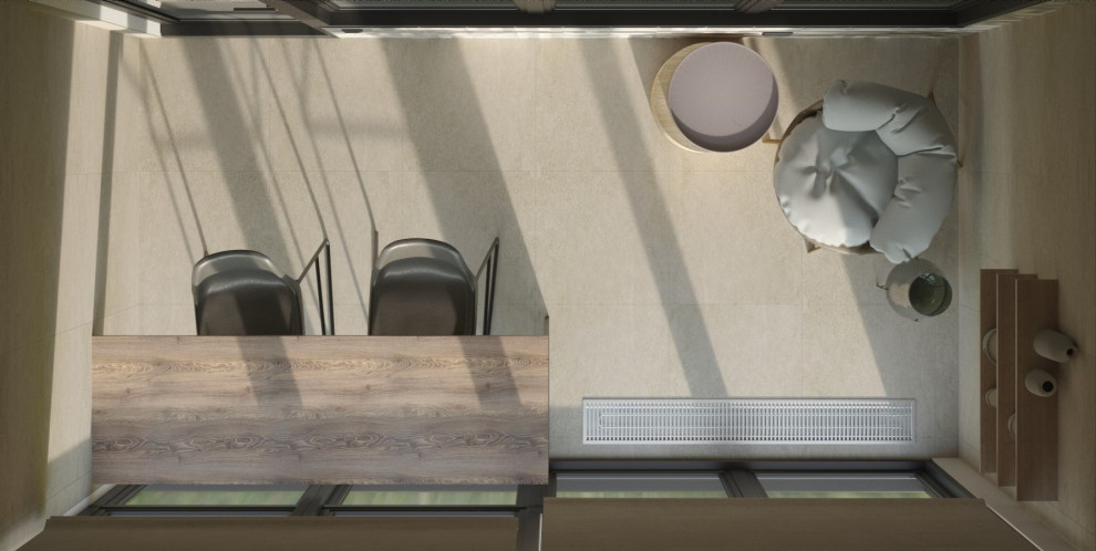 Балкон в стиле ваби-саби/этно из дизайн-проекта в ЖК Спортивный парк, Москва