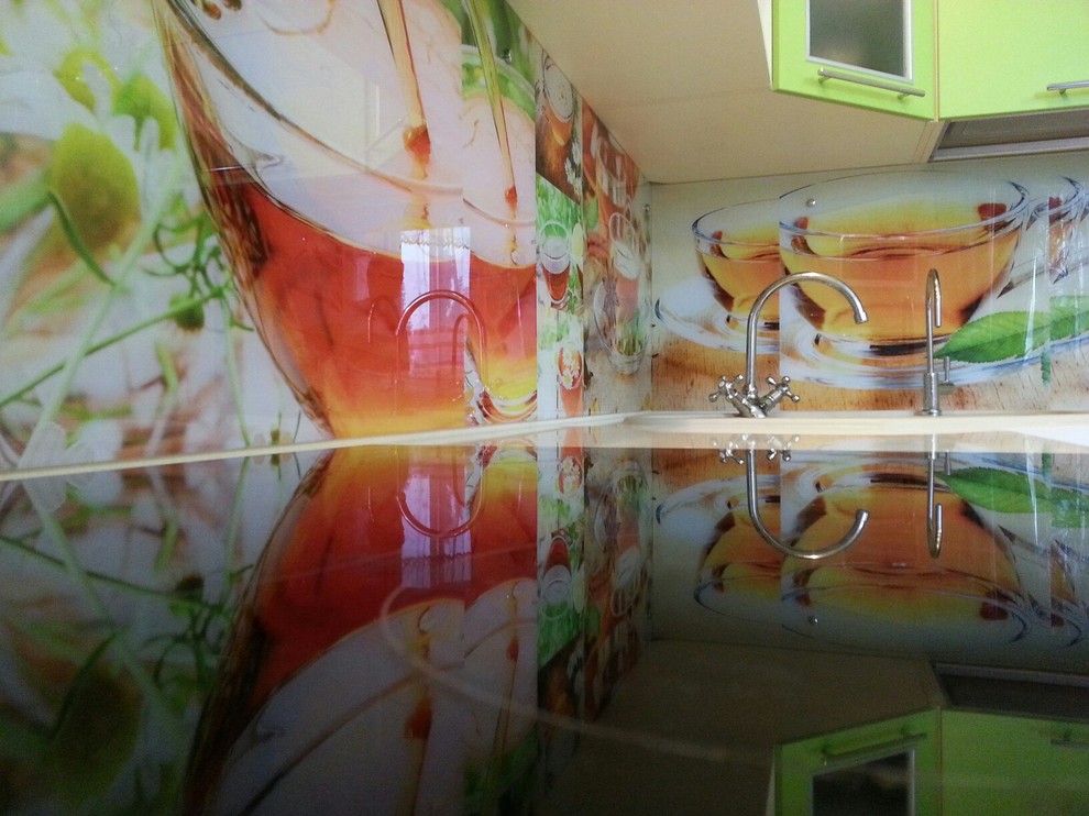 Кухонный фартук из закаленного стекла с фотопечатью "Чайный сервиз"