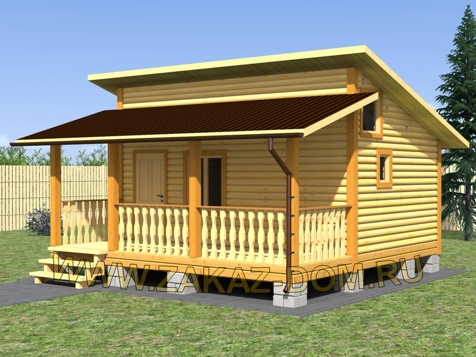 Проект одноэтажной бани из бруса (6х6 м) : Б-110