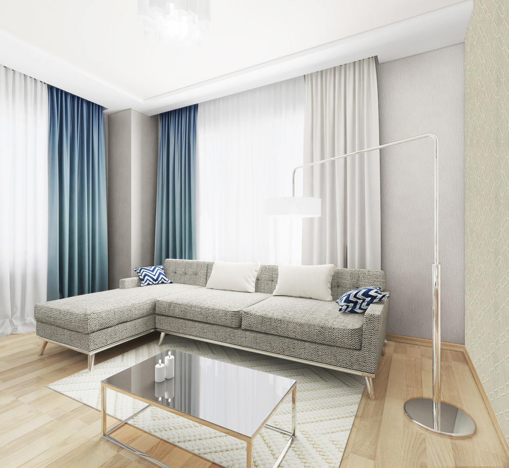 Светлый интерьер квартиры в голубых тонах