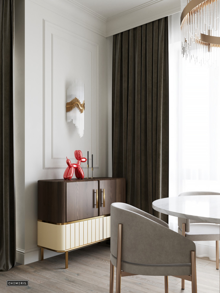 Молочно-белый неоклассический интерьер в Крылатском