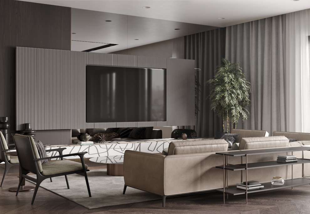 Дизайн кухни-гостиной в роскошных апартаментах Санкт-Петербурга