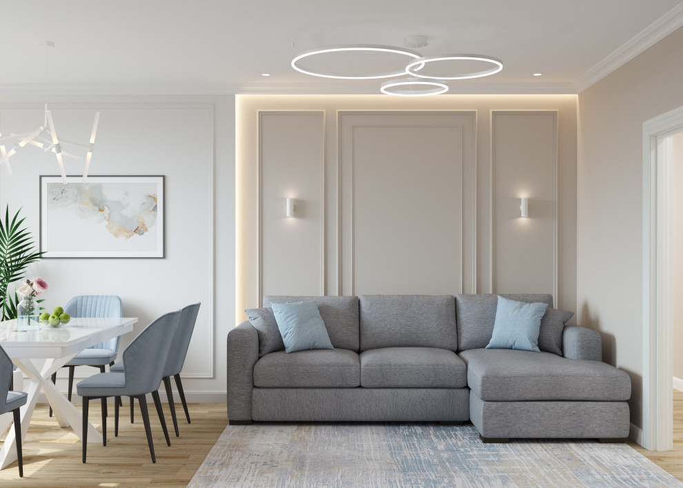 Квартира на Взлетной - гостиная-кухня