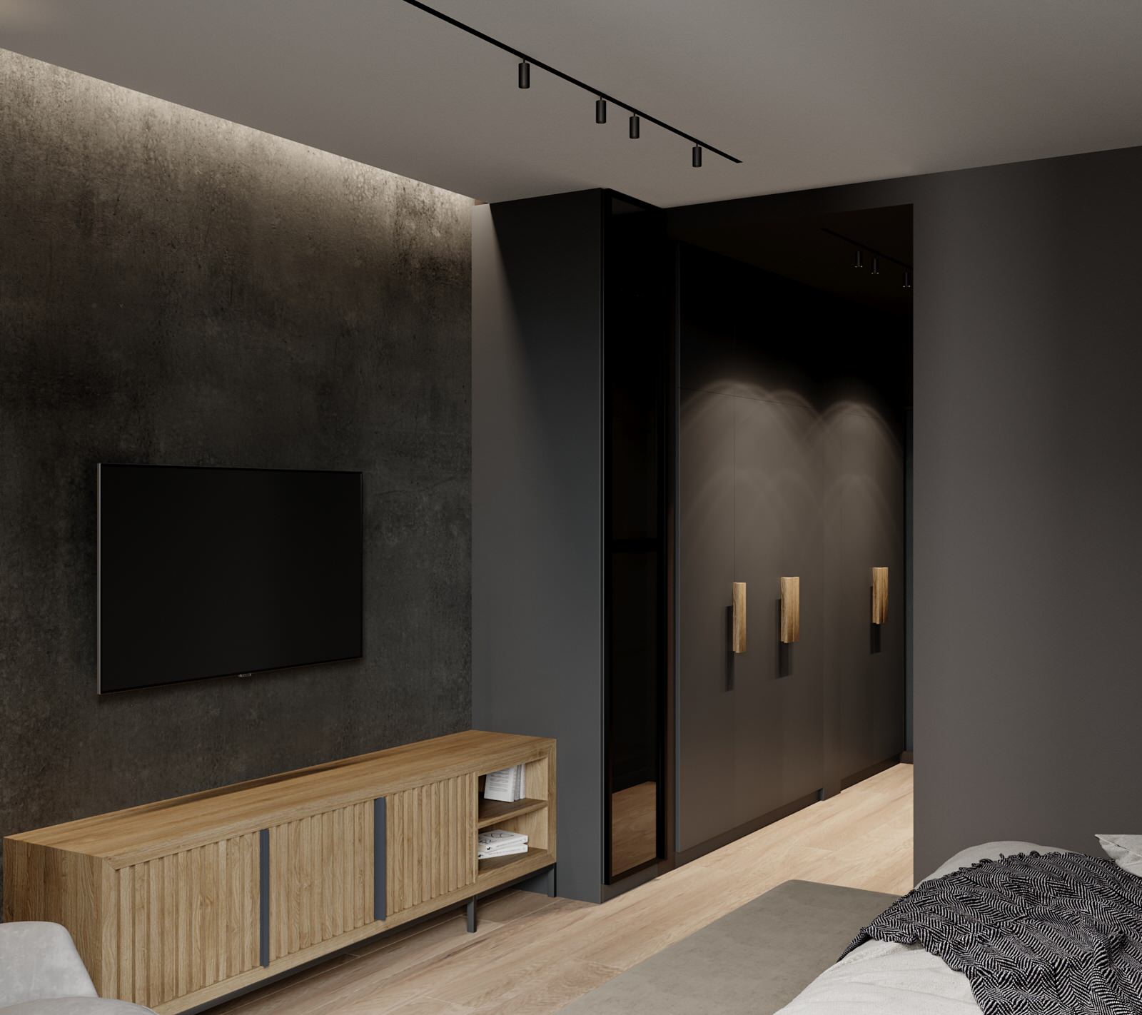 Темная спальная комната