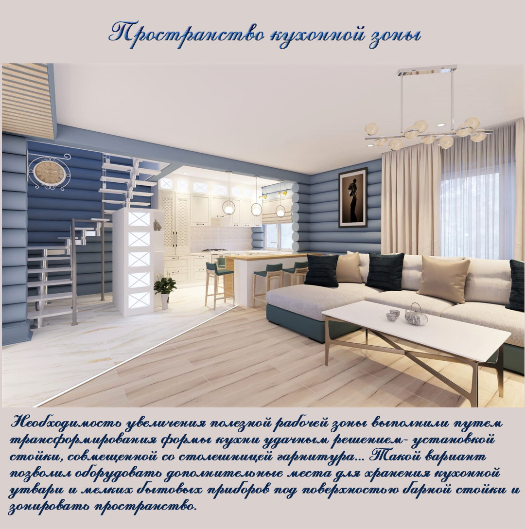 Готовый дизайн проект интерьера дома из сруба