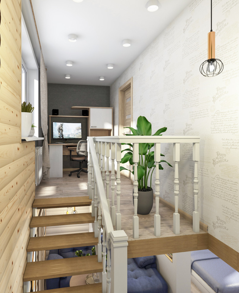 Блок-хаус в интерьере небольшого частного дома