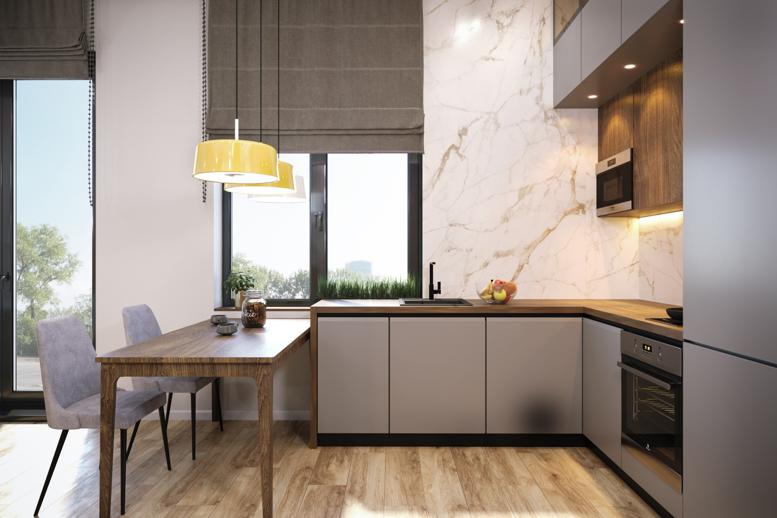 Современный интерьер коттеджа для молодой пары.