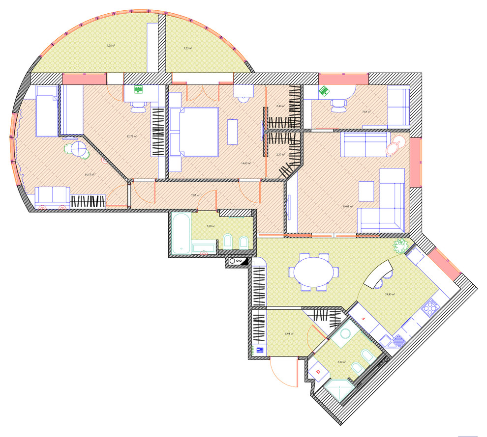 6-ТИ КОМНАТНАЯ КВАРТИРА 138,3 М2 В ЖИЛОМ КОМПЛЕКСЕ "ЕЛЕНА"