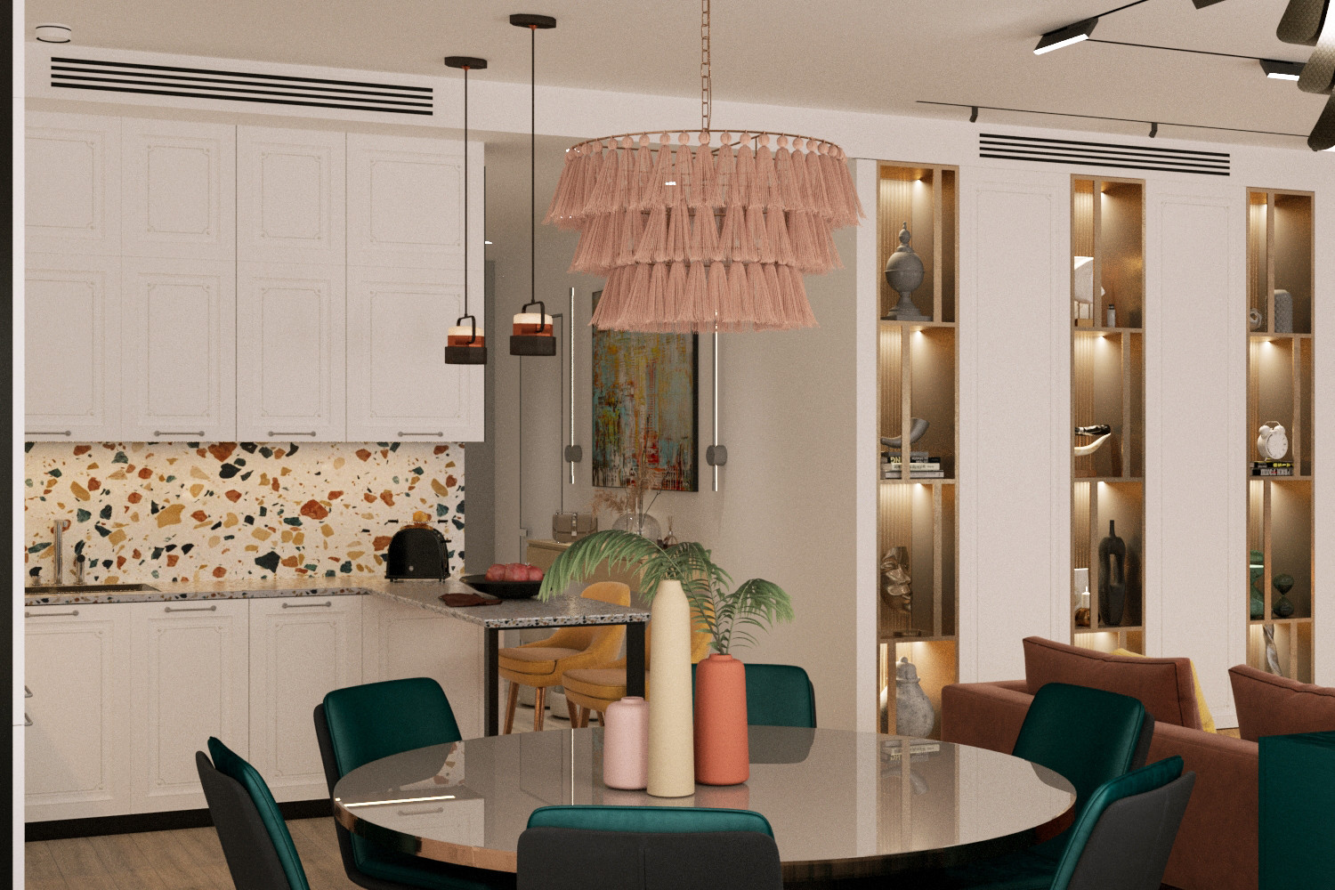 Кухня-гостиная ЖК Родной город проект "Солнечное конфетти"