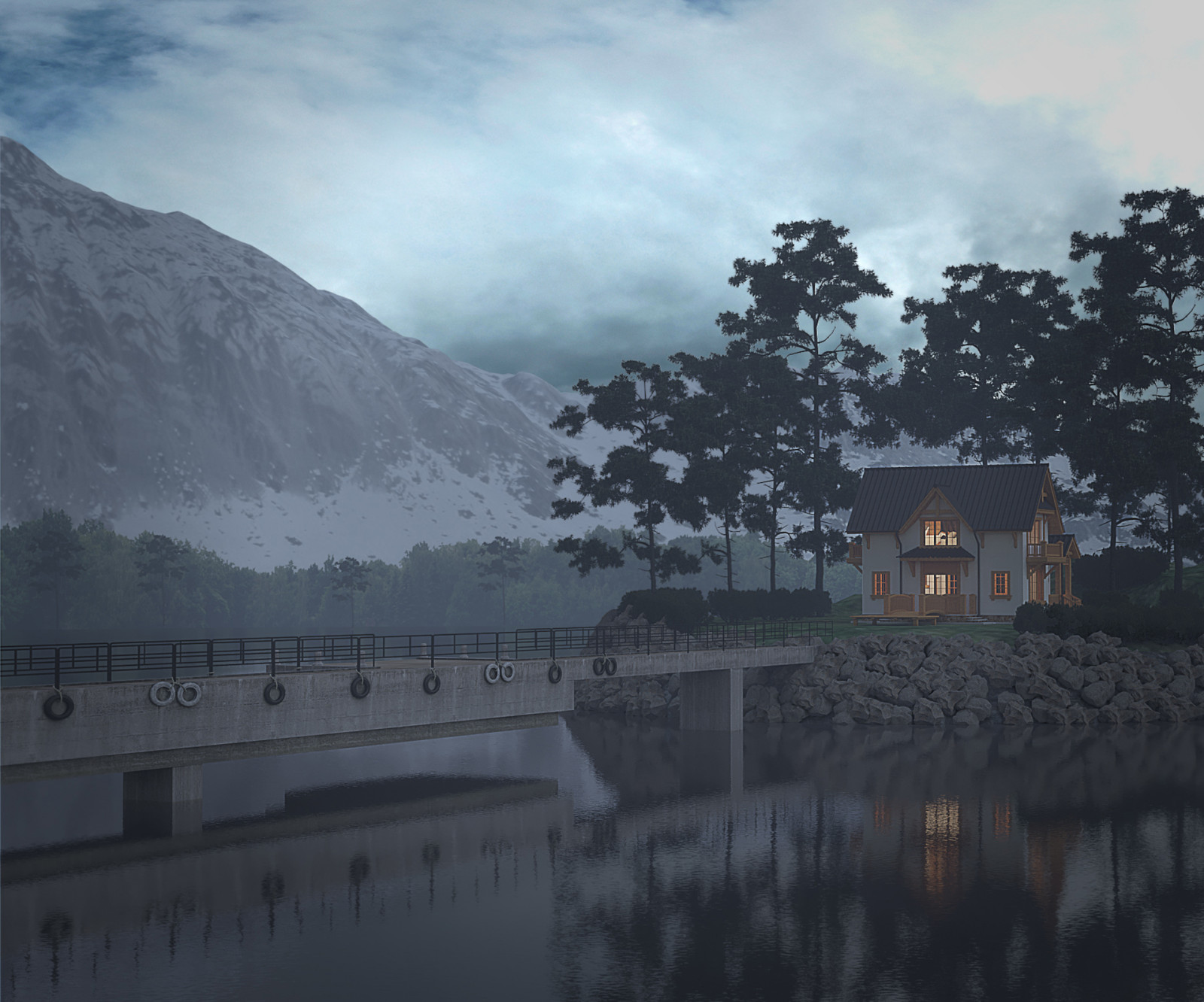 Обложка проекта: Проект экстерьера Дом окутанный туманом.