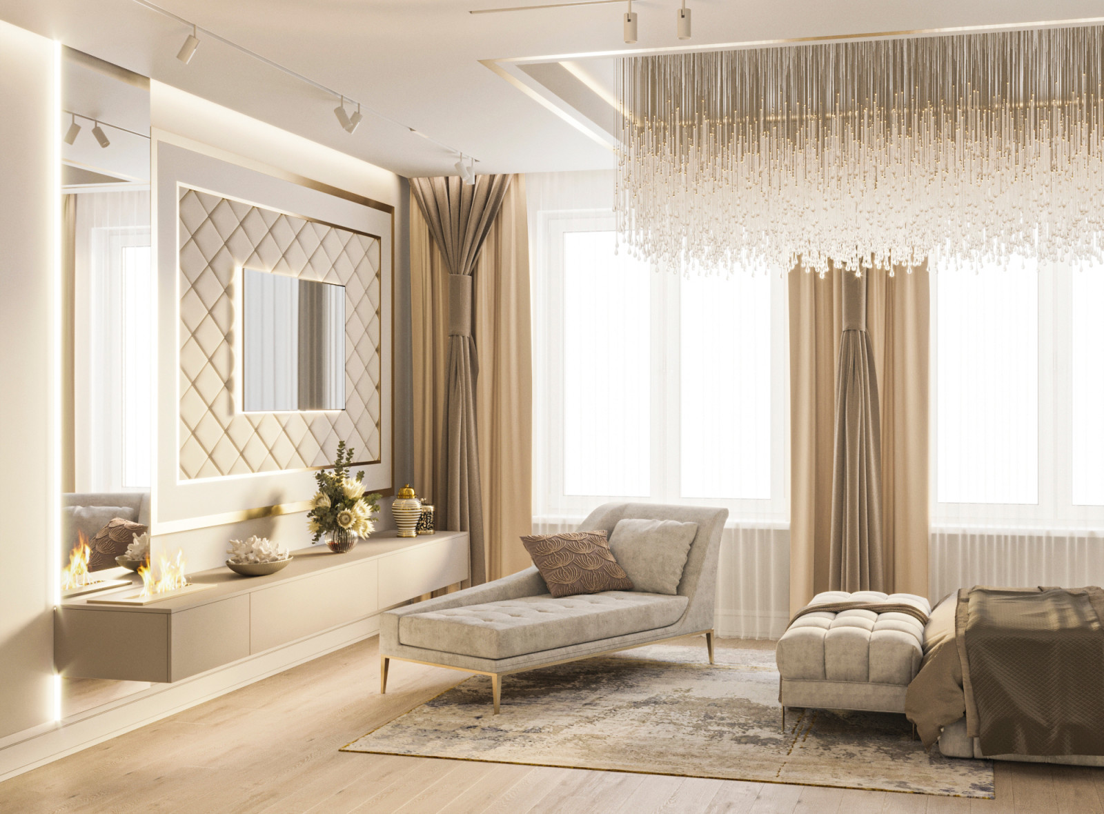 Luxury bedroom in gold color