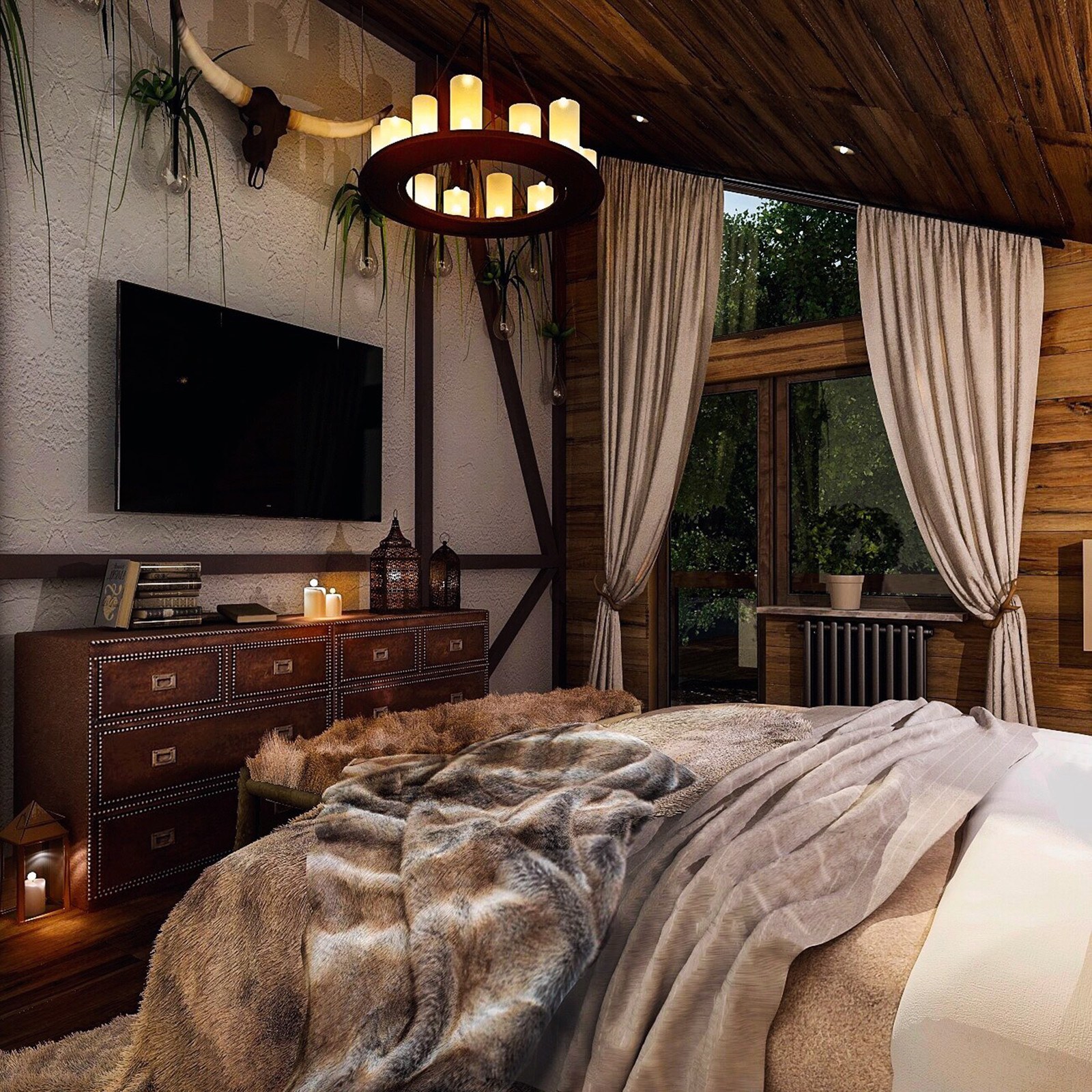 Спальня (ночное освещение) / Bedroom (evening light)