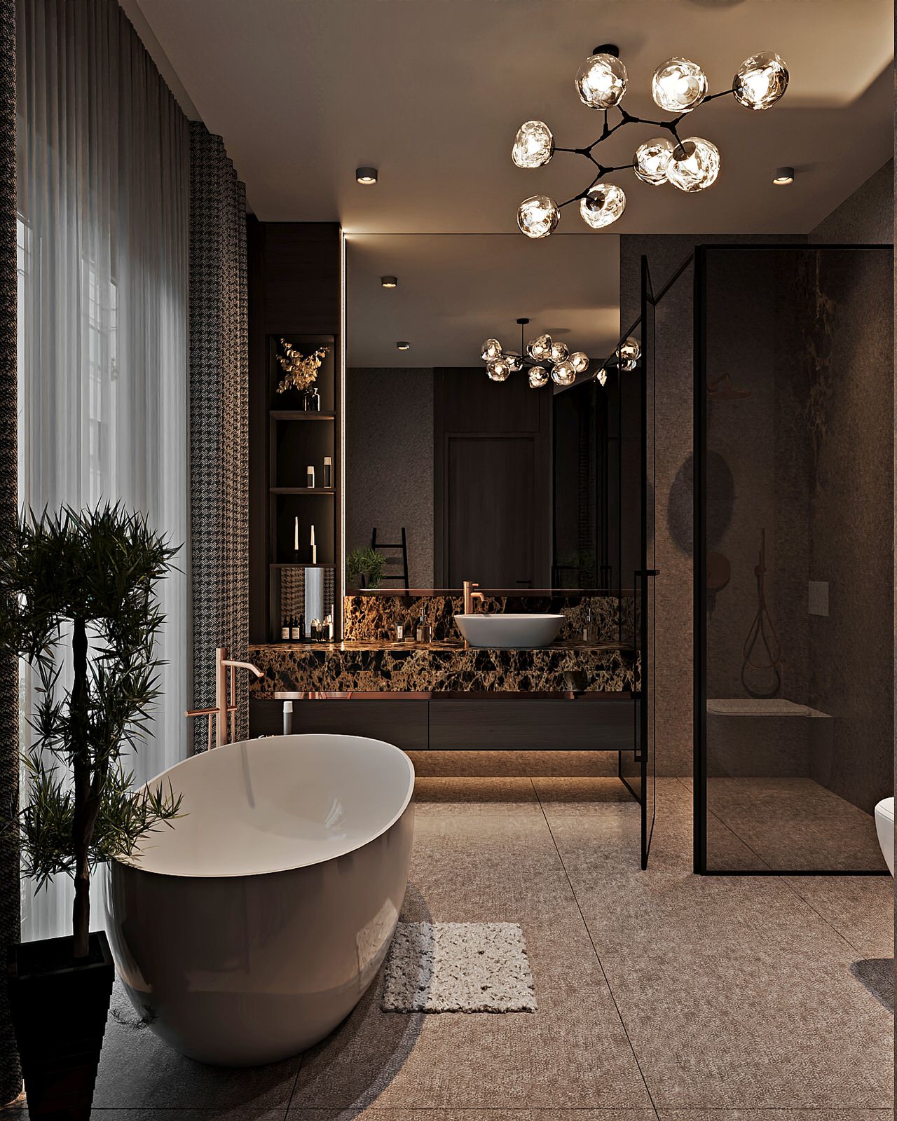 Ванная комната "Медные акценты"