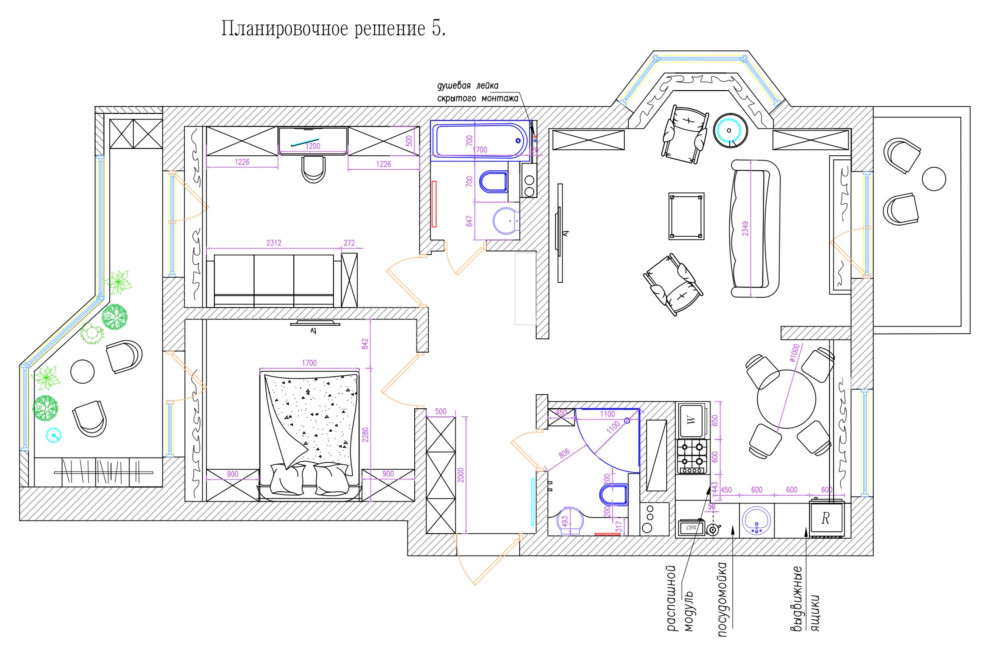 Смарт дизайн проект трёх комнатной квартиры