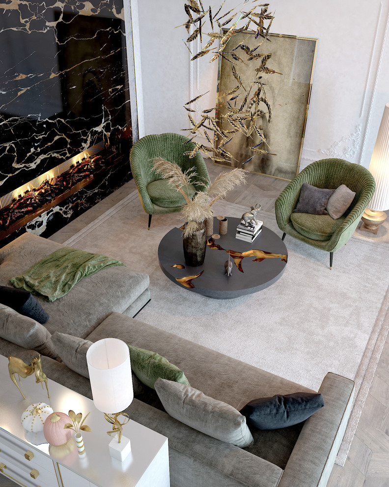 Обложка проекта: Гостиная с камином