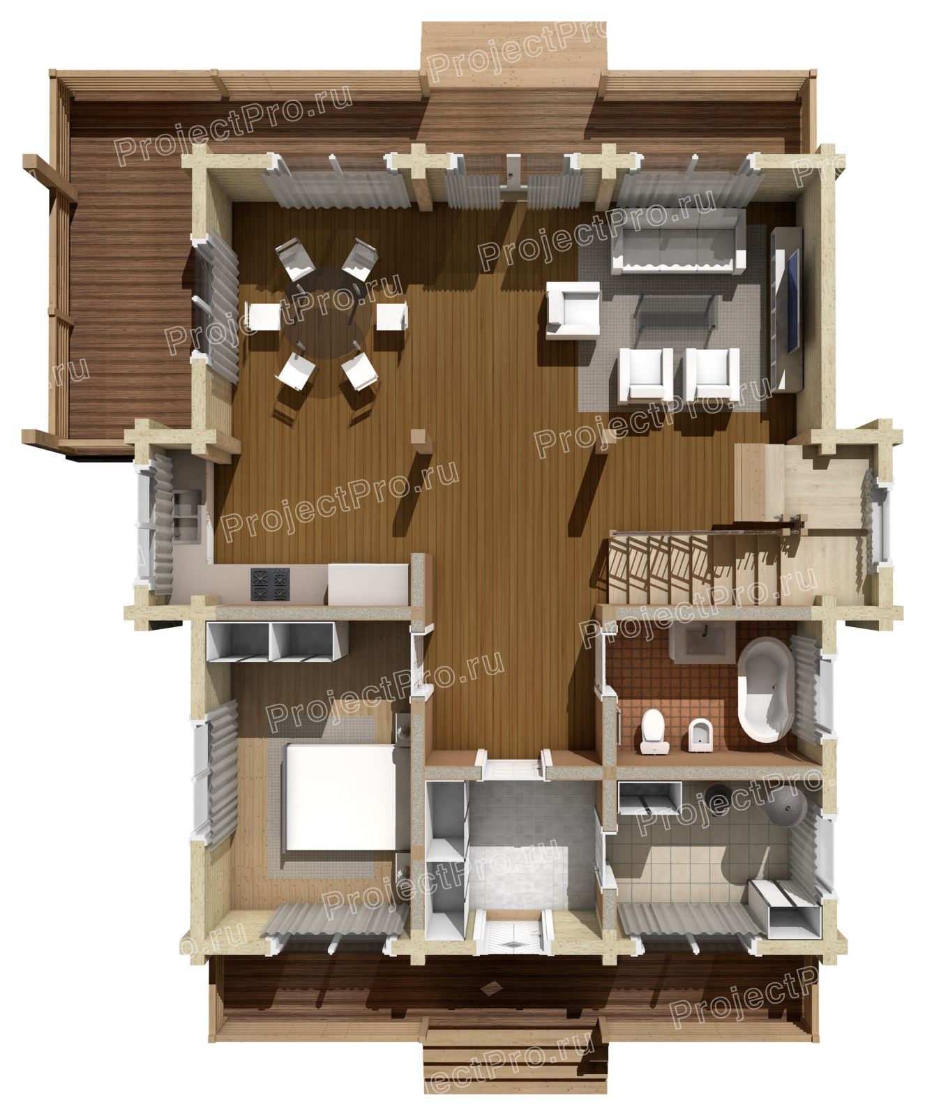 Проект дома из клееного бруса. Серия Smart. А-010