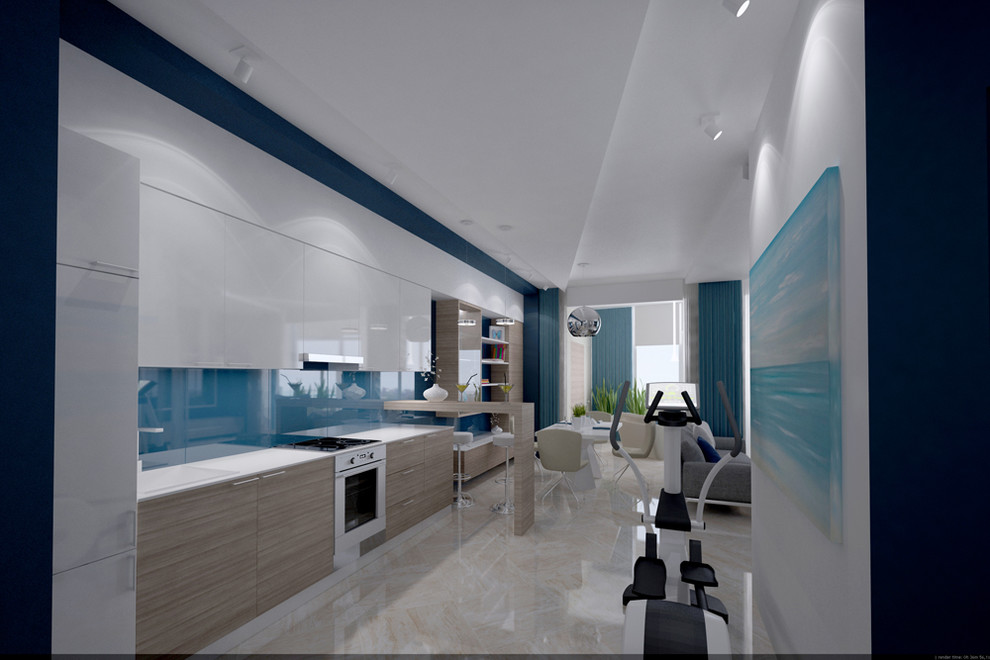 Дизайн проект квартиры в городе Сочи, минимализм морской