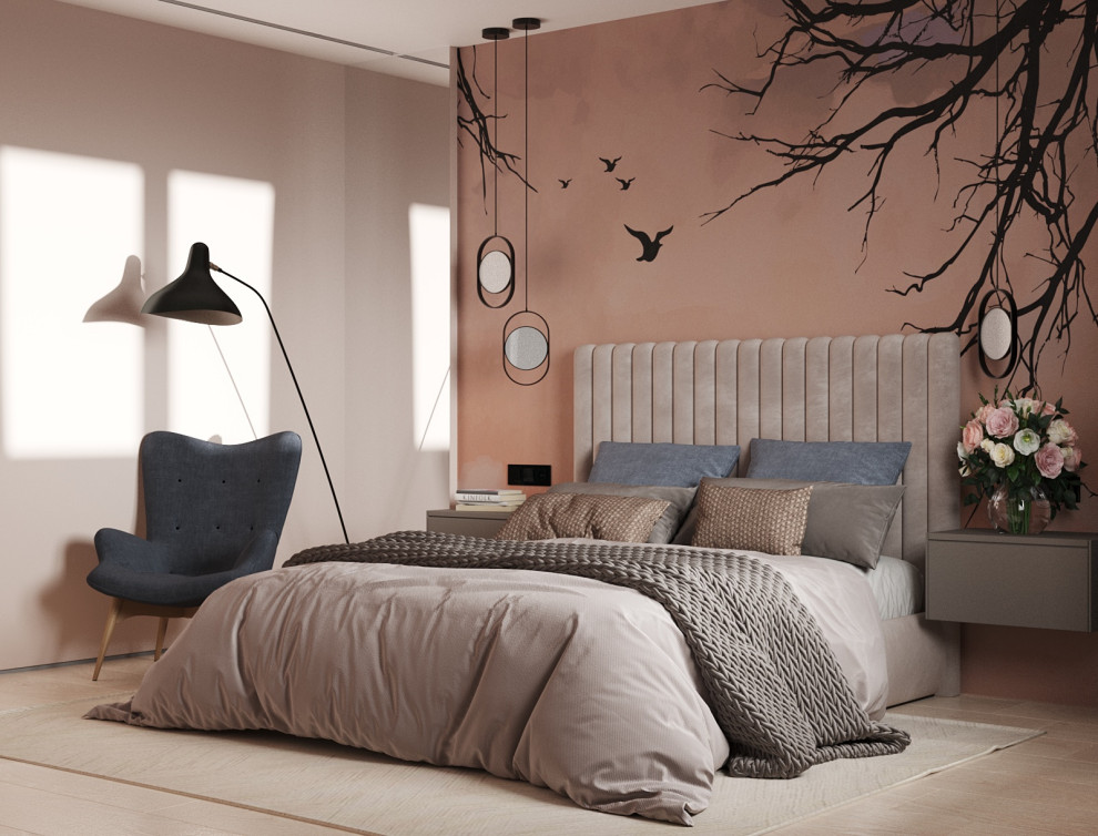 Спальня с авторскими обоями
