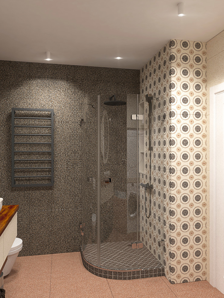 Ванная комната с контрастной плиткой