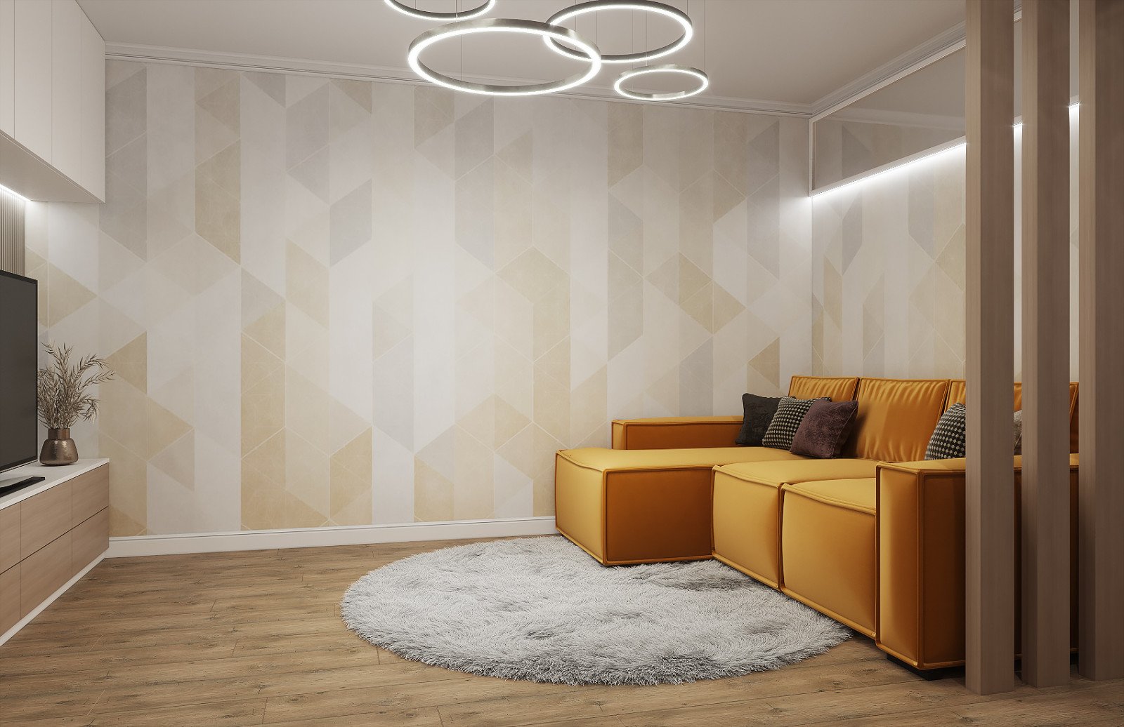 Двухкомнатная квартира с гостиной-холлом