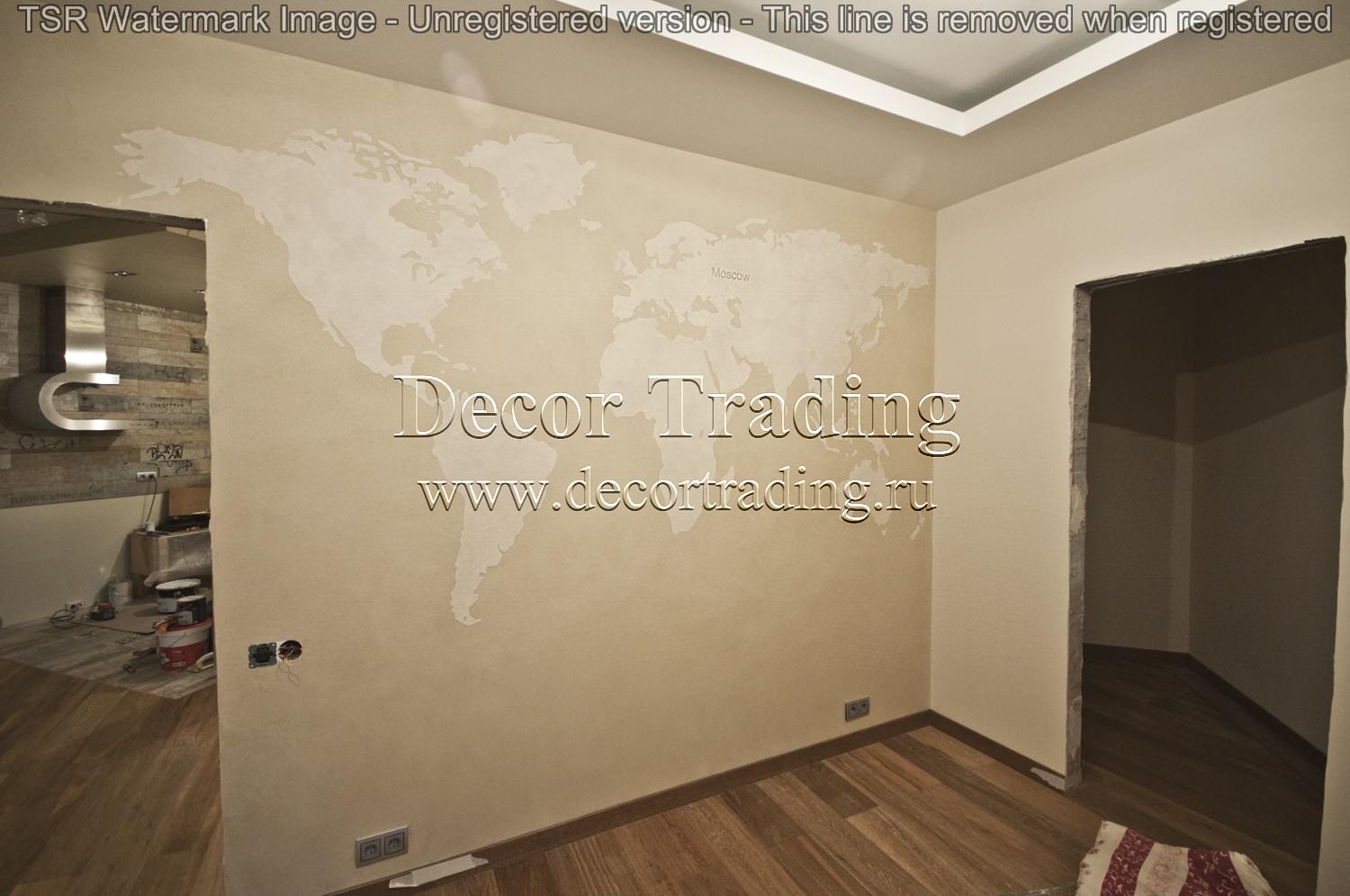 Обложка проекта: Частная квартира - отделка "Трафаретная работа. Карта мира"