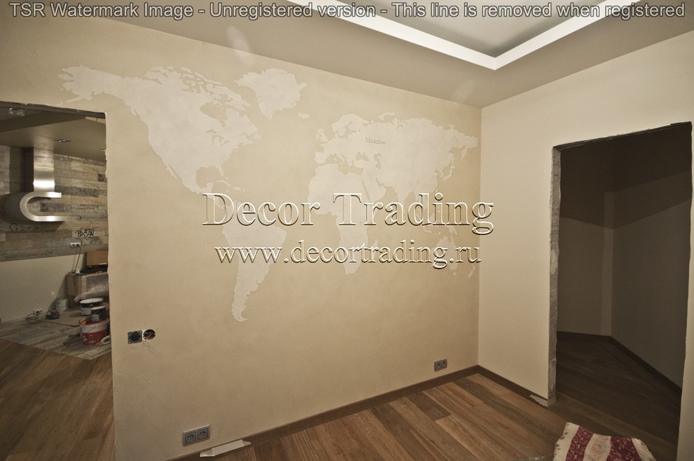 Обложка проекта: Частная квартира - отделка "Трафаретная работа. Карта мира"