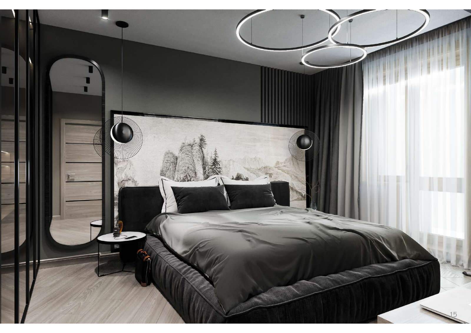 квартира в современном стиле в темных оттенках