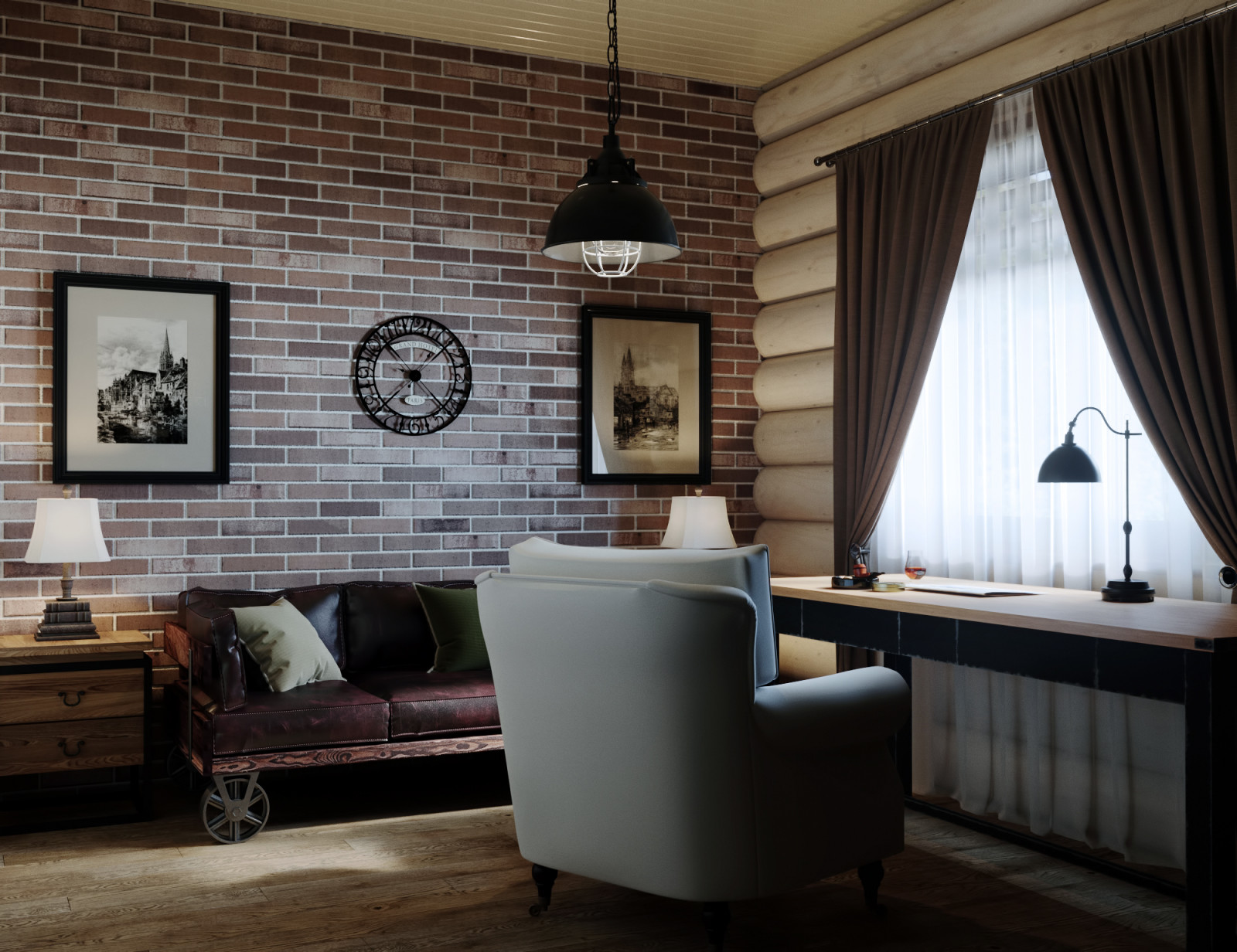 Современный стиль в бревенчатом доме в КП FAMILY CLUB