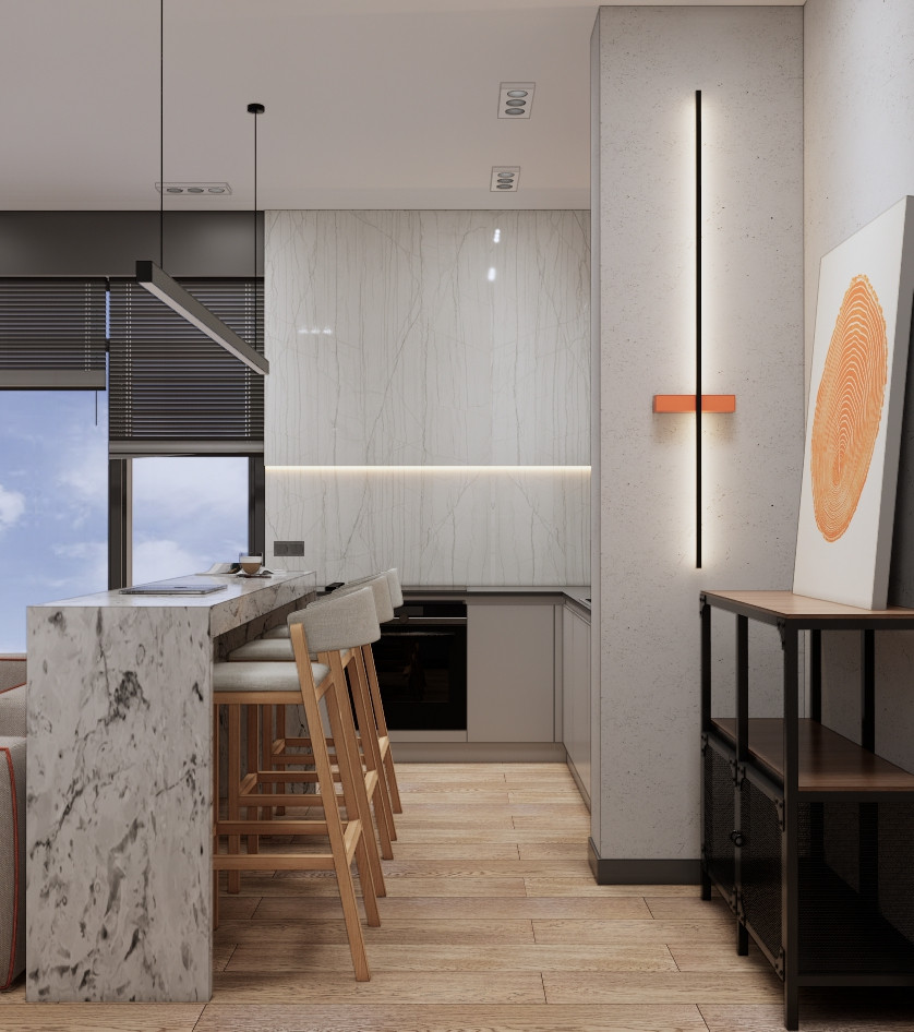 Визуализации Кухни-Гостиной в ЖК Magnifika