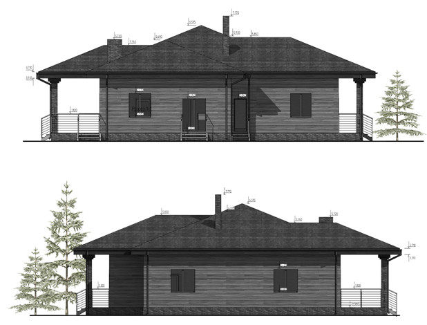 Дом из газосиликатного блока с отделкой серым деревом