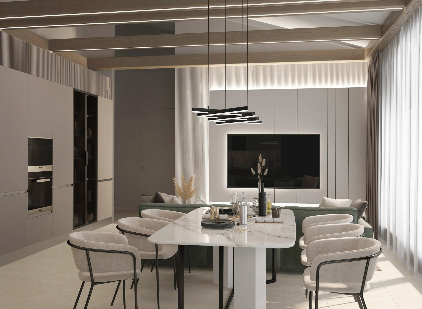 Кухня-гостиная в загородном доме