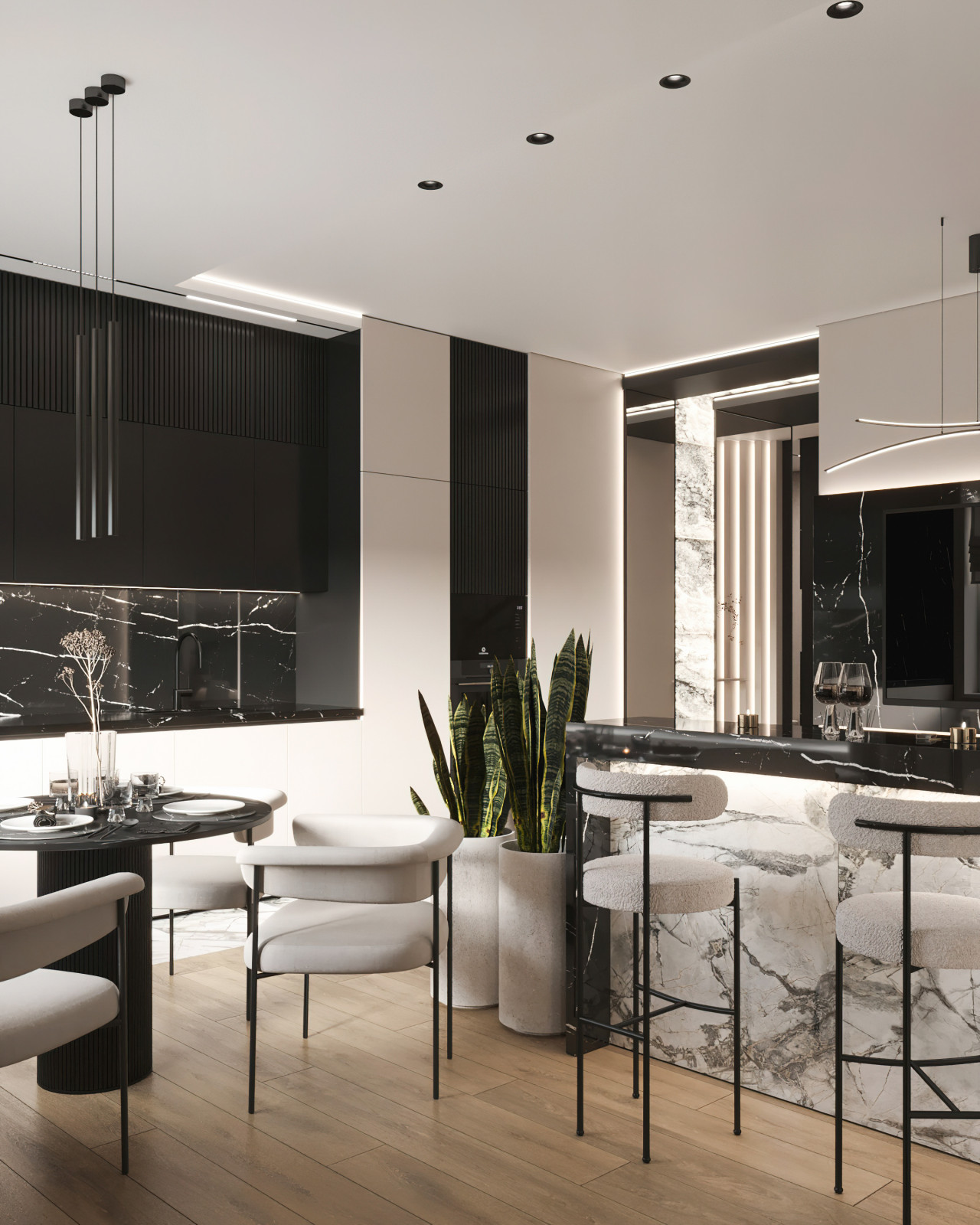 17. Marble 106м². Кухня-гостиная