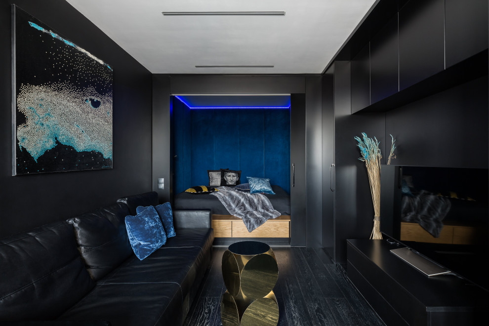 Обложка проекта: Однокомнатная квартира в черном цвете