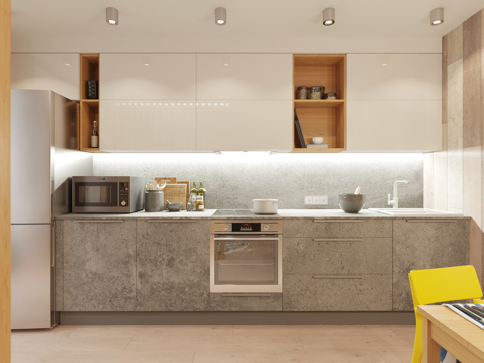 Дизайн объединенного пространства кухни-гостиной для молодой пары, 2 вариант