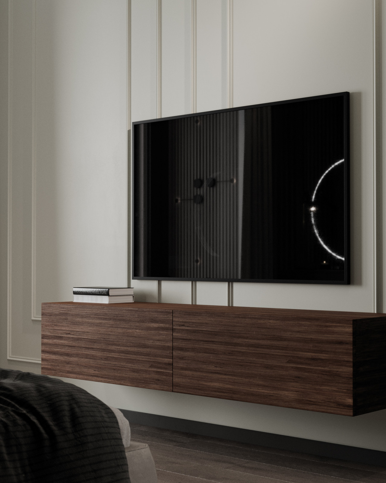 Дизайн спальни с изумрудным цветом и гардеробной комнаты