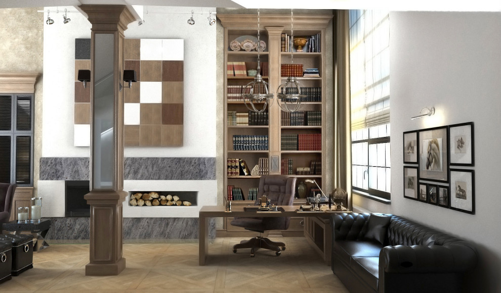 Интерьер кабинета на мансарде