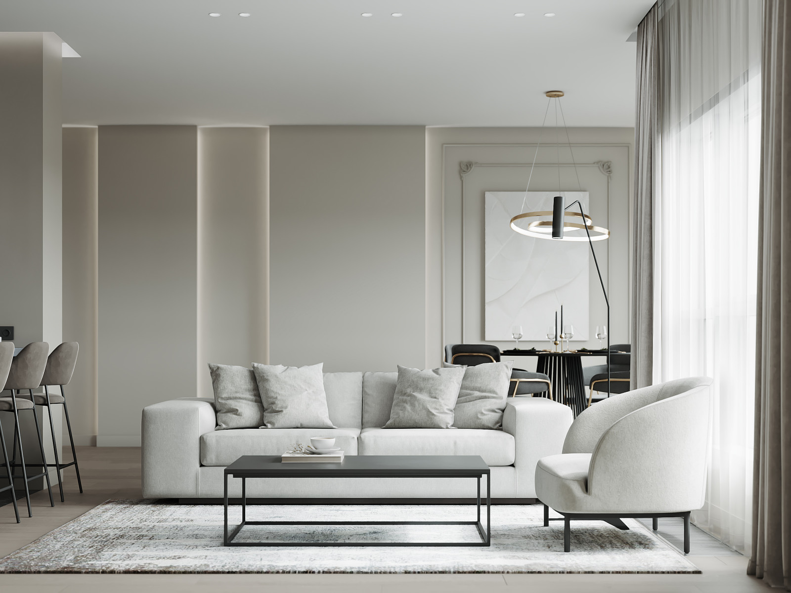 Дизайн-проект 3-комнатной картиры ЖК "Дом на Грота", 102 кв.м, Спб