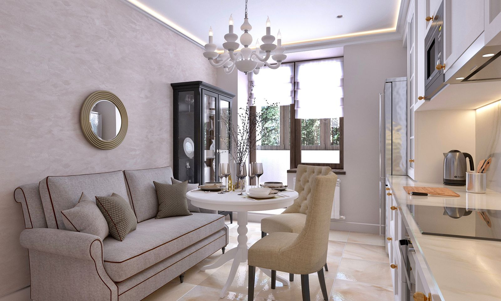 Квартира в Петербурге, на проспекте Ветеранов. Стиль неоклассика.