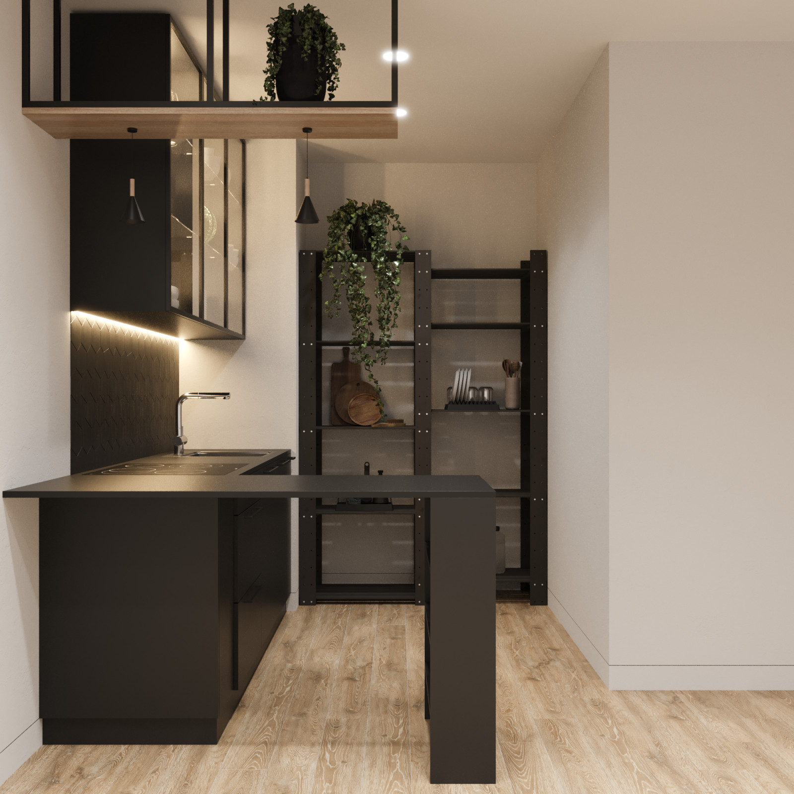 Стеллаж деревянный БОР 2 / Стеллажная система в