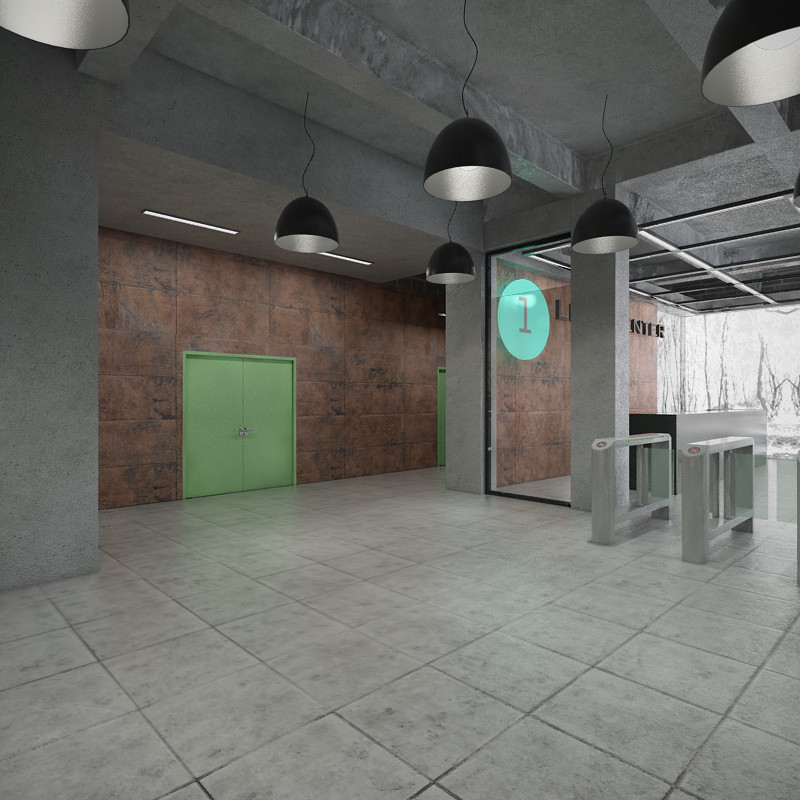 Бизнес-центр на "Трехгорке". Вестибюль. Ресепция.