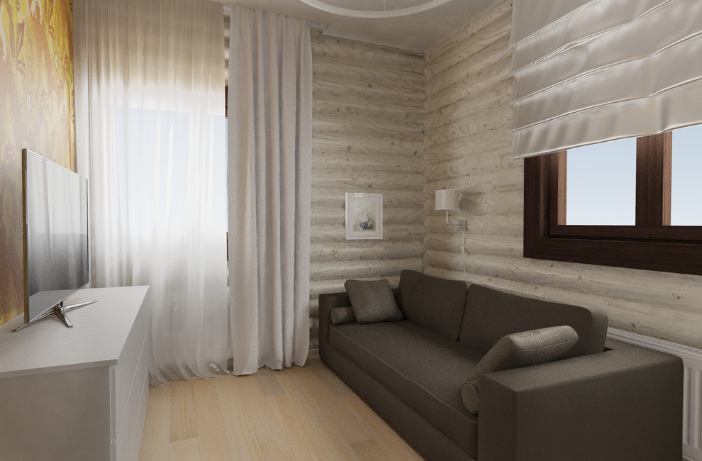 Современный интерьер в срубовом доме