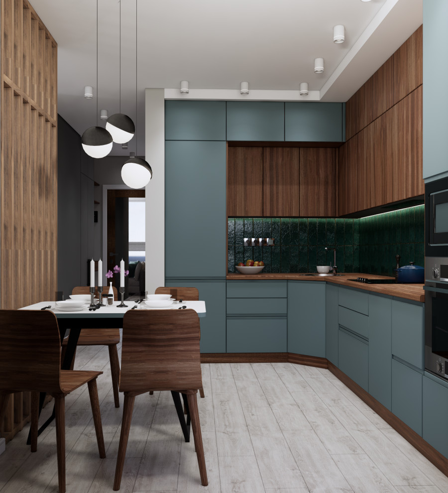 Кухня в бирюзовых тонах